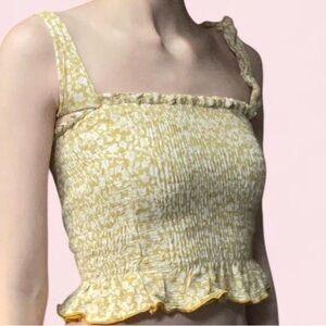 Yellow Floral Smocked Top